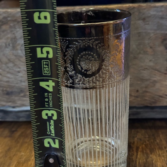 Single Silver Decorated Culver Highball 1950’s Glass 5.5” MCM - Picture 6 of 7